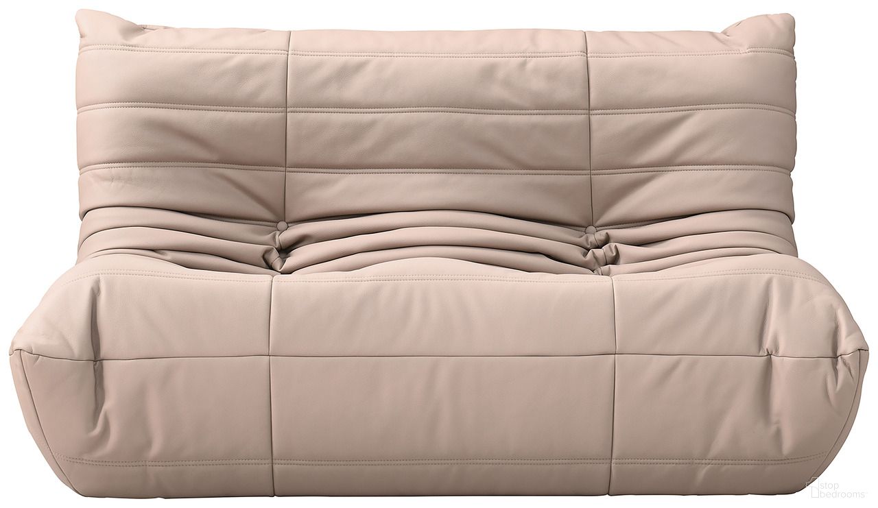 Relax 54.75 Inch Vegan Leather Upholstered Loveseat In Tan