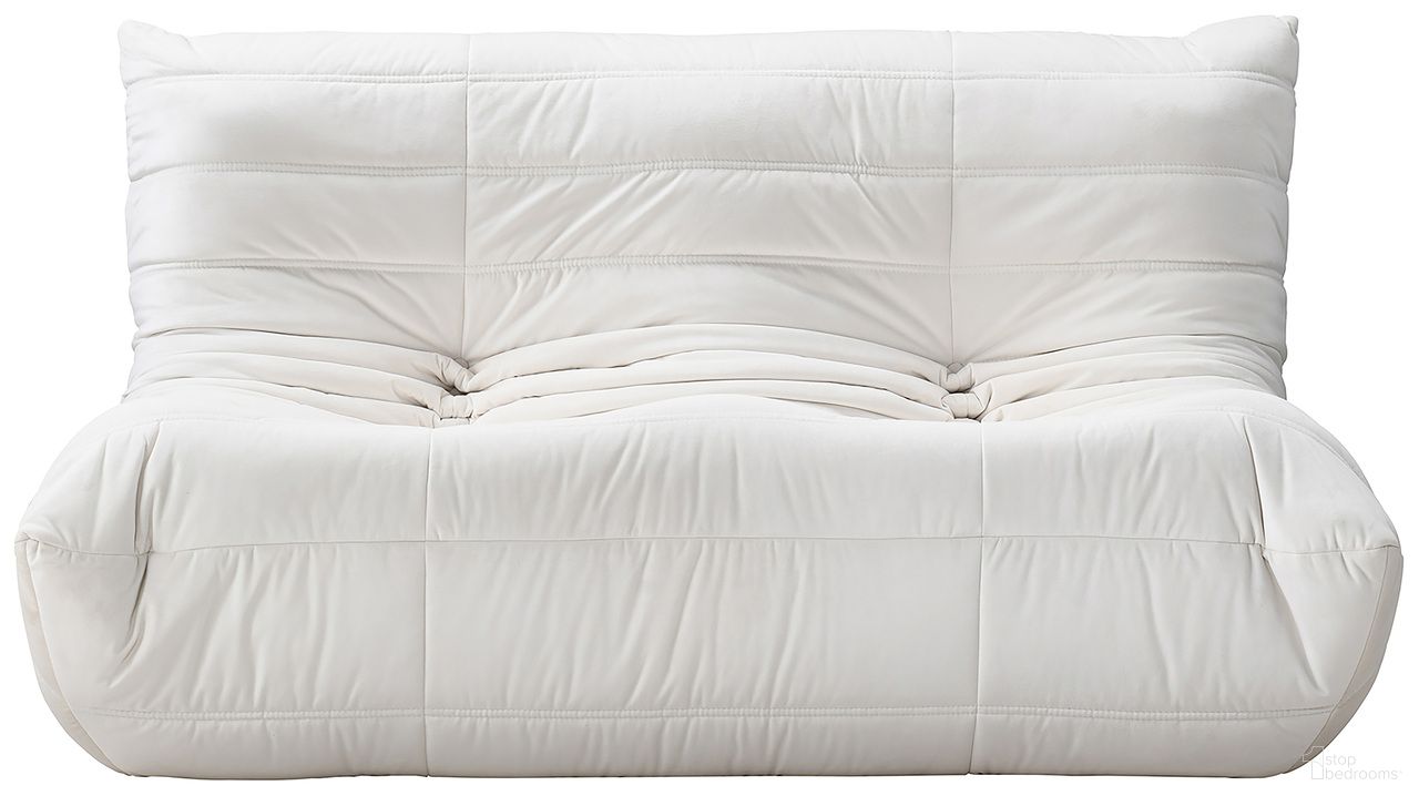 The appearance of Relax 54.75 Inch Velvet Upholstered Loveseat In Cream designed by Meridian in the modern / contemporary interior design. This cream piece of furniture was selected by 1StopBedrooms from Relax Collection to add a touch of cosiness and style into your home. Sku: 44064Cream-L. Material: Velvet.