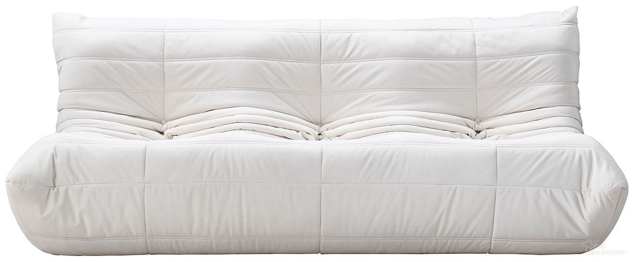 Relax 77.75 Inch Velvet Upholstered Sofa In Cream