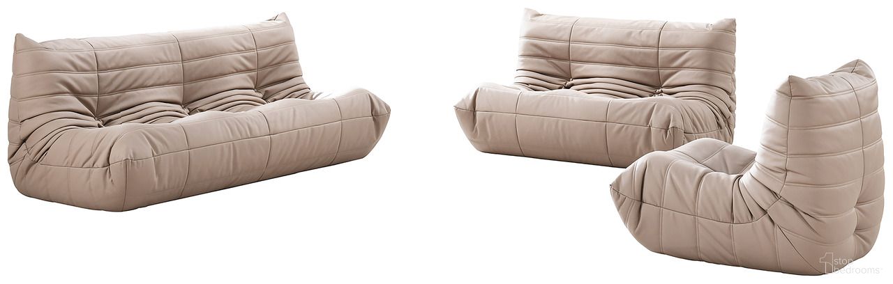 Relax Vegan Leather Upholstered Living Room Set In Tan