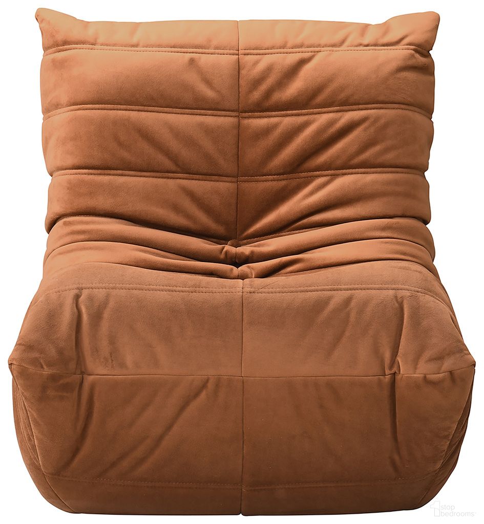 The appearance of Relax Velvet Upholstered Chair In Cognac designed by Meridian in the modern / contemporary interior design. This cognac piece of furniture was selected by 1StopBedrooms from Relax Collection to add a touch of cosiness and style into your home. Sku: 44064Cognac-C. Material: Velvet.