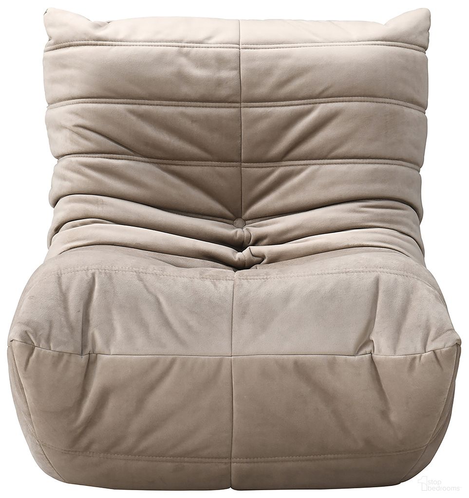 The appearance of Relax Velvet Upholstered Chair In Taupe designed by Meridian in the modern / contemporary interior design. This taupe piece of furniture was selected by 1StopBedrooms from Relax Collection to add a touch of cosiness and style into your home. Sku: 44064Taupe-C. Material: Velvet.