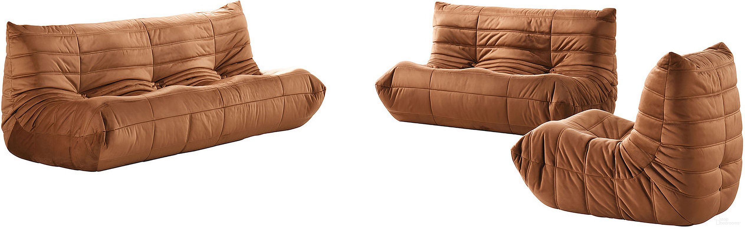The appearance of Relax Velvet Upholstered Living Room Set In Cognac designed by Meridian in the modern / contemporary interior design. This cognac piece of furniture was selected by 1StopBedrooms from Relax Collection to add a touch of cosiness and style into your home. Sku: 44064Cognac-S;44064Cognac-L. Material: Velvet.