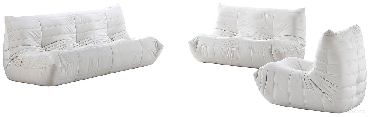 The appearance of Relax Velvet Upholstered Living Room Set In Cream designed by Meridian in the modern / contemporary interior design. This cream piece of furniture  was selected by 1StopBedrooms from Relax Collection to add a touch of cosiness and style into your home. Sku: 44064Cream-S;44064Cream-L. Material: Velvet.