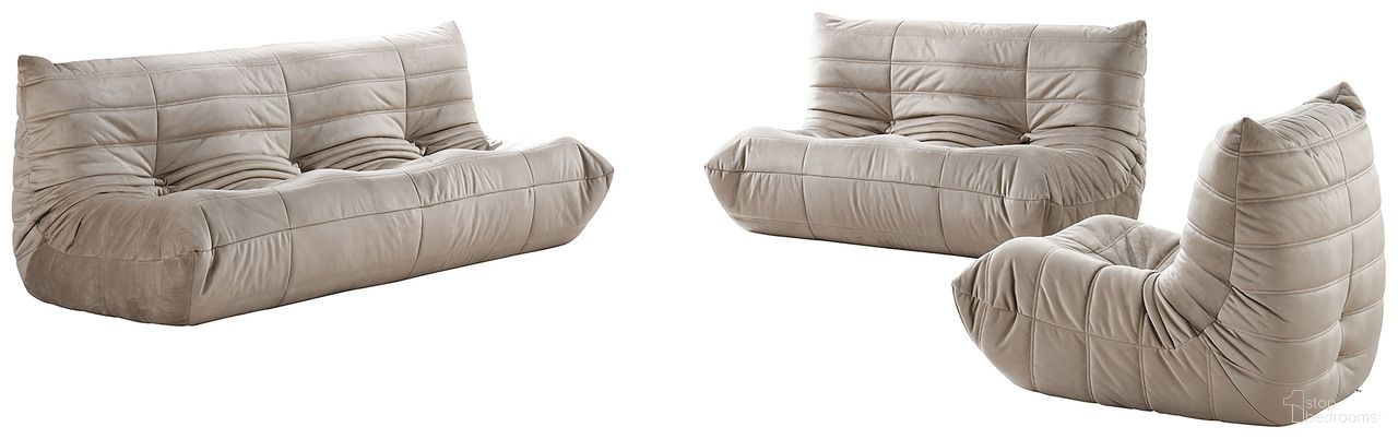 The appearance of Relax Velvet Upholstered Living Room Set In Taupe designed by Meridian in the modern / contemporary interior design. This taupe piece of furniture was selected by 1StopBedrooms from Relax Collection to add a touch of cosiness and style into your home. Sku: 44064Taupe-S;44064Taupe-L. Material: Velvet.