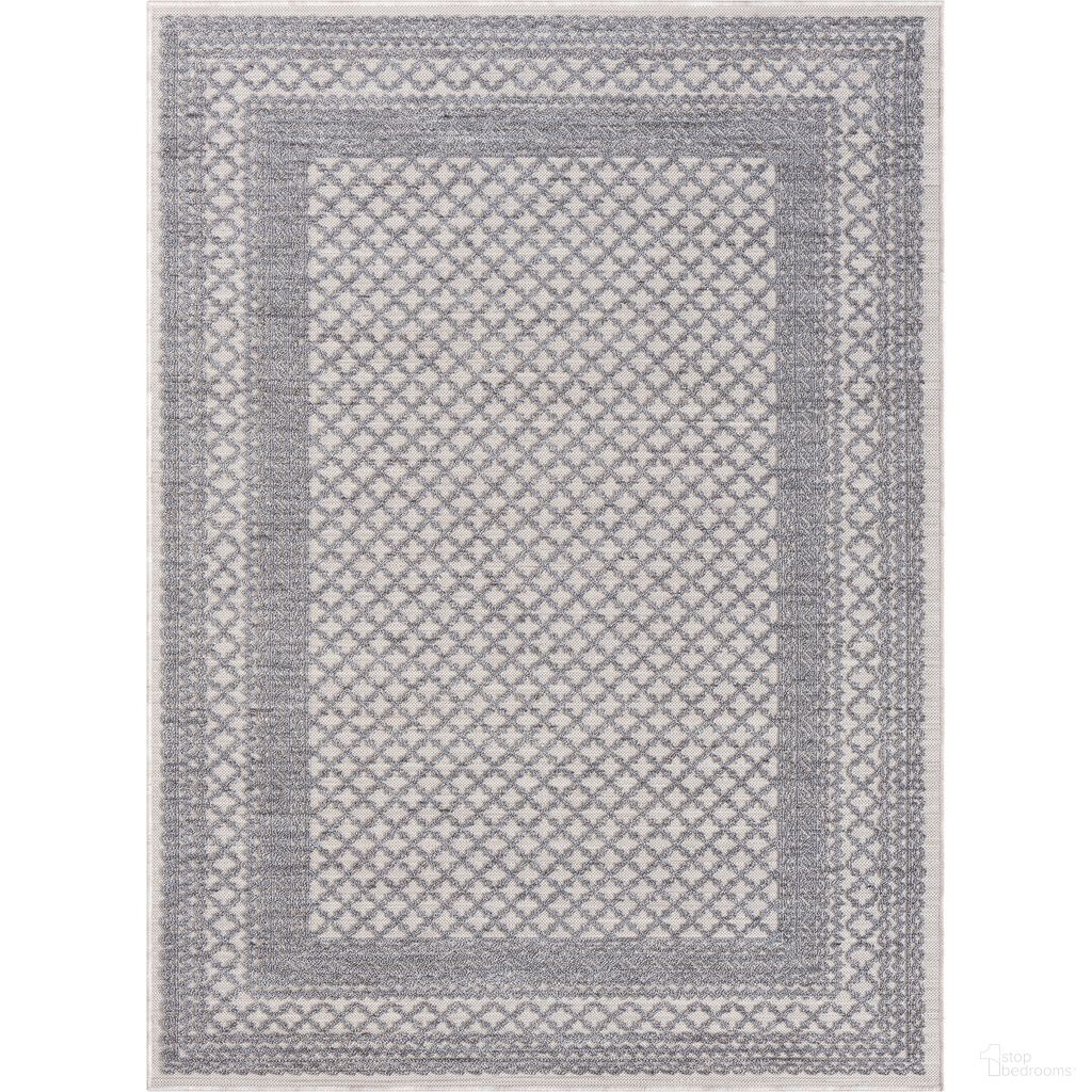Rella Bordered Power-Loomed Indoor/Outdoor Area Rug In Light Blue