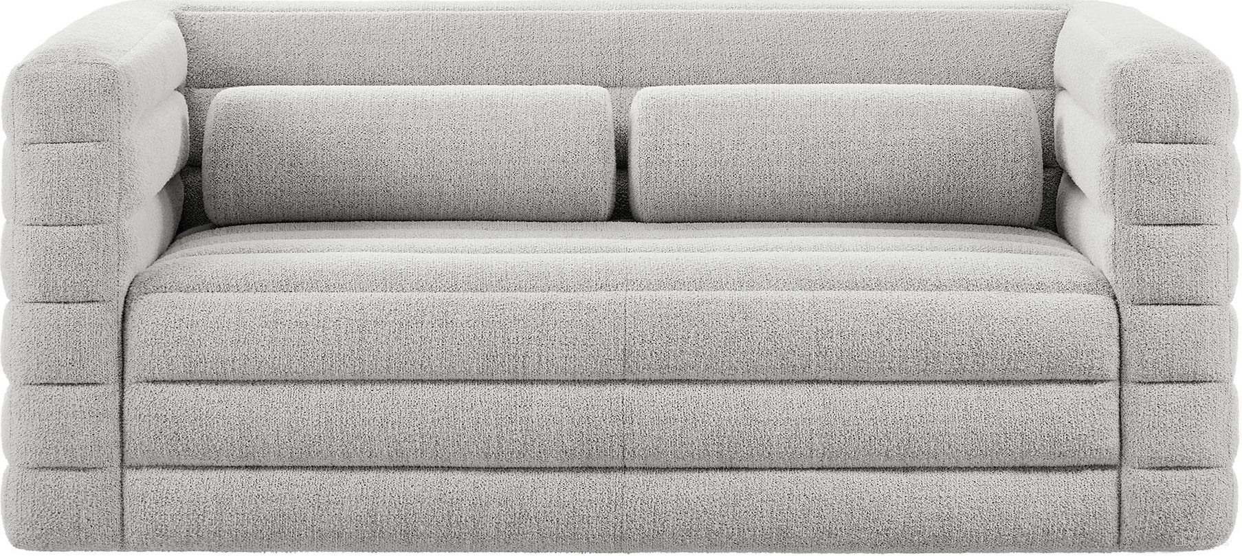 Relle Channel Tufted Boucle Upholstered Loveseat In Newsprint