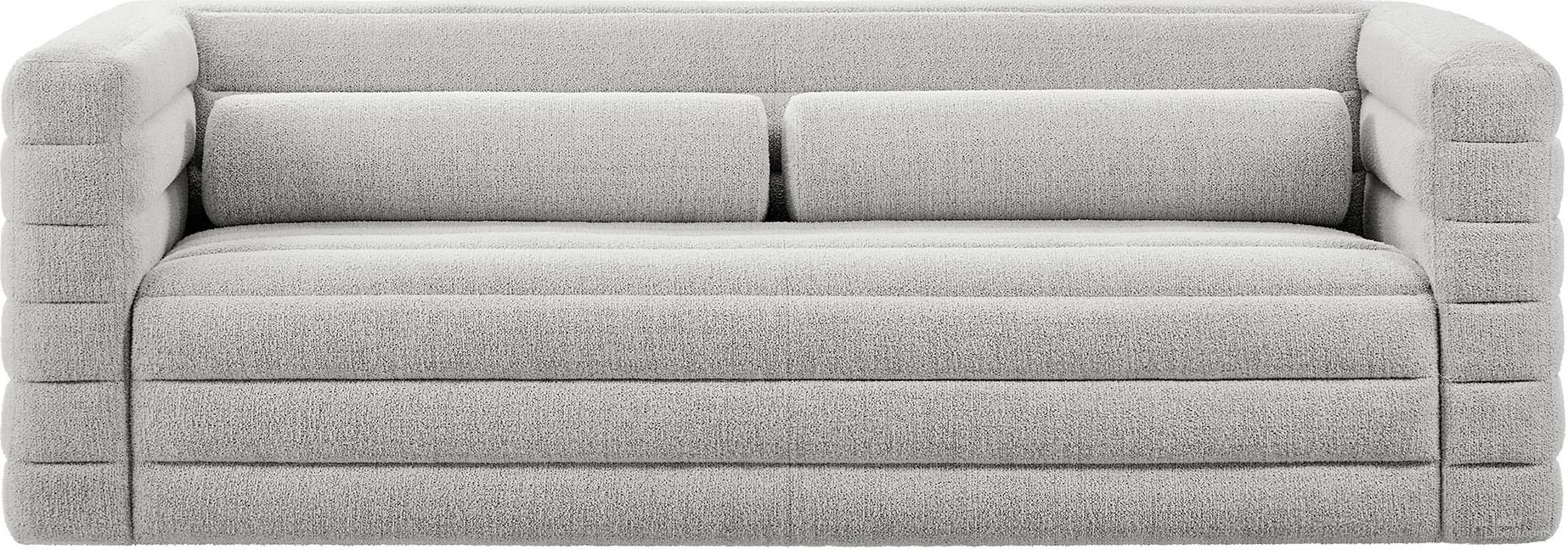 Relle Channel Tufted Boucle Upholstered Sofa In Newsprint