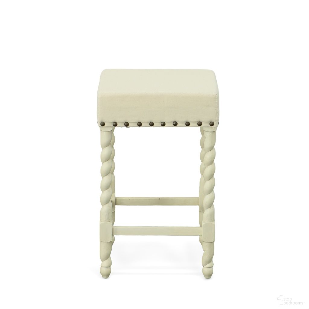 The appearance of Remick 24 Inch Counter Stool In Vintage White and Linen Upholstery designed by Carolina Living in the traditional interior design. This vintage white and linen piece of furniture was selected by 1StopBedrooms from Remick Collection to add a touch of cosiness and style into your home. Sku: 3663-VWLN. Material: Polyester.
