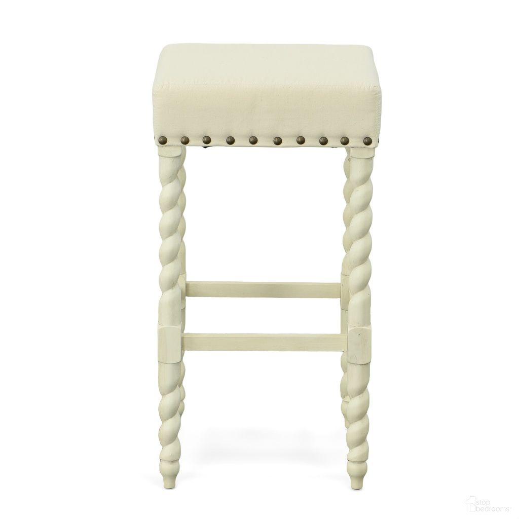 The appearance of Remick 30 Inch Barstool In Vintage White and Linen Upholstery designed by Carolina Living in the traditional interior design. This vintage white and linen piece of furniture was selected by 1StopBedrooms from Remick Collection to add a touch of cosiness and style into your home. Sku: 3664-VWLN. Material: Polyester.