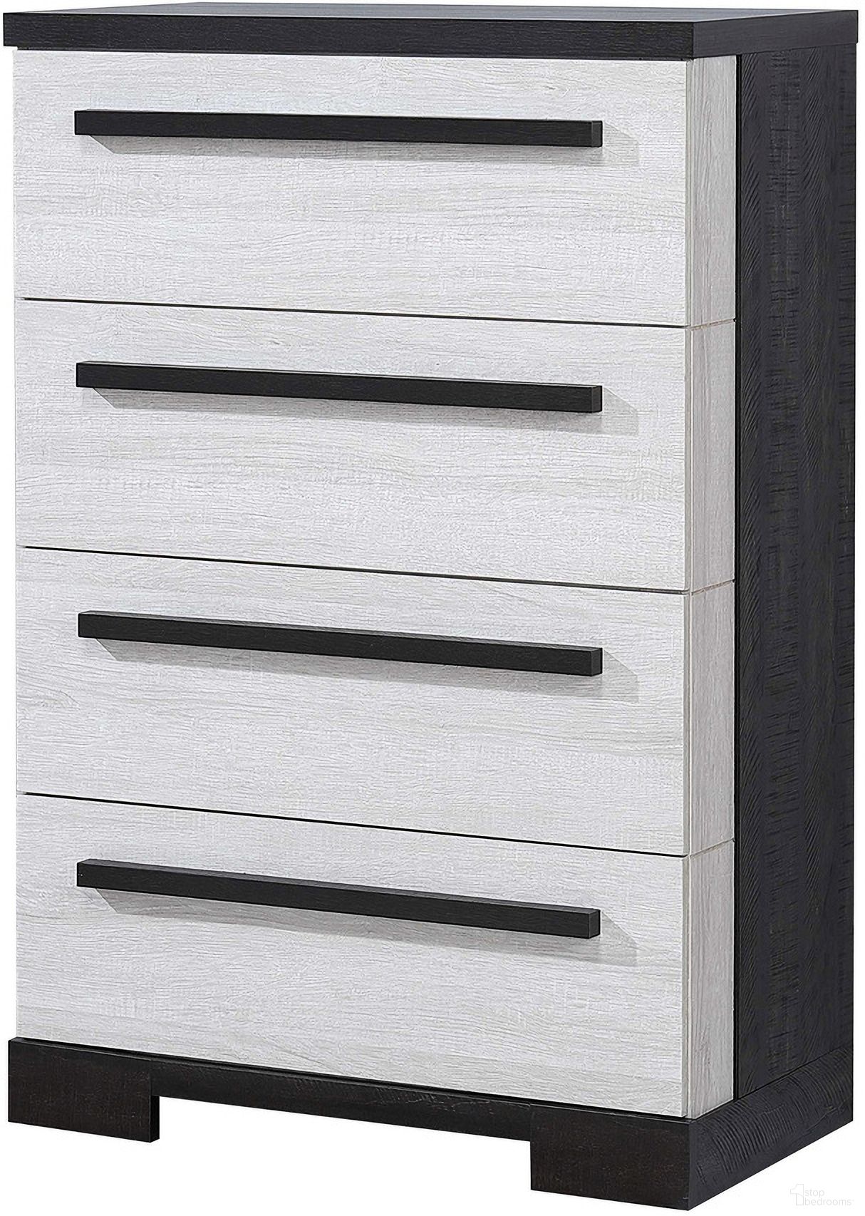 The appearance of Remington Chest In Chalk and Ebony designed by Crown Mark in the modern / contemporary interior design. This chalk and ebony piece of furniture was selected by 1StopBedrooms from Remington Collection to add a touch of cosiness and style into your home. Sku: B8162-4. Material: MDF.