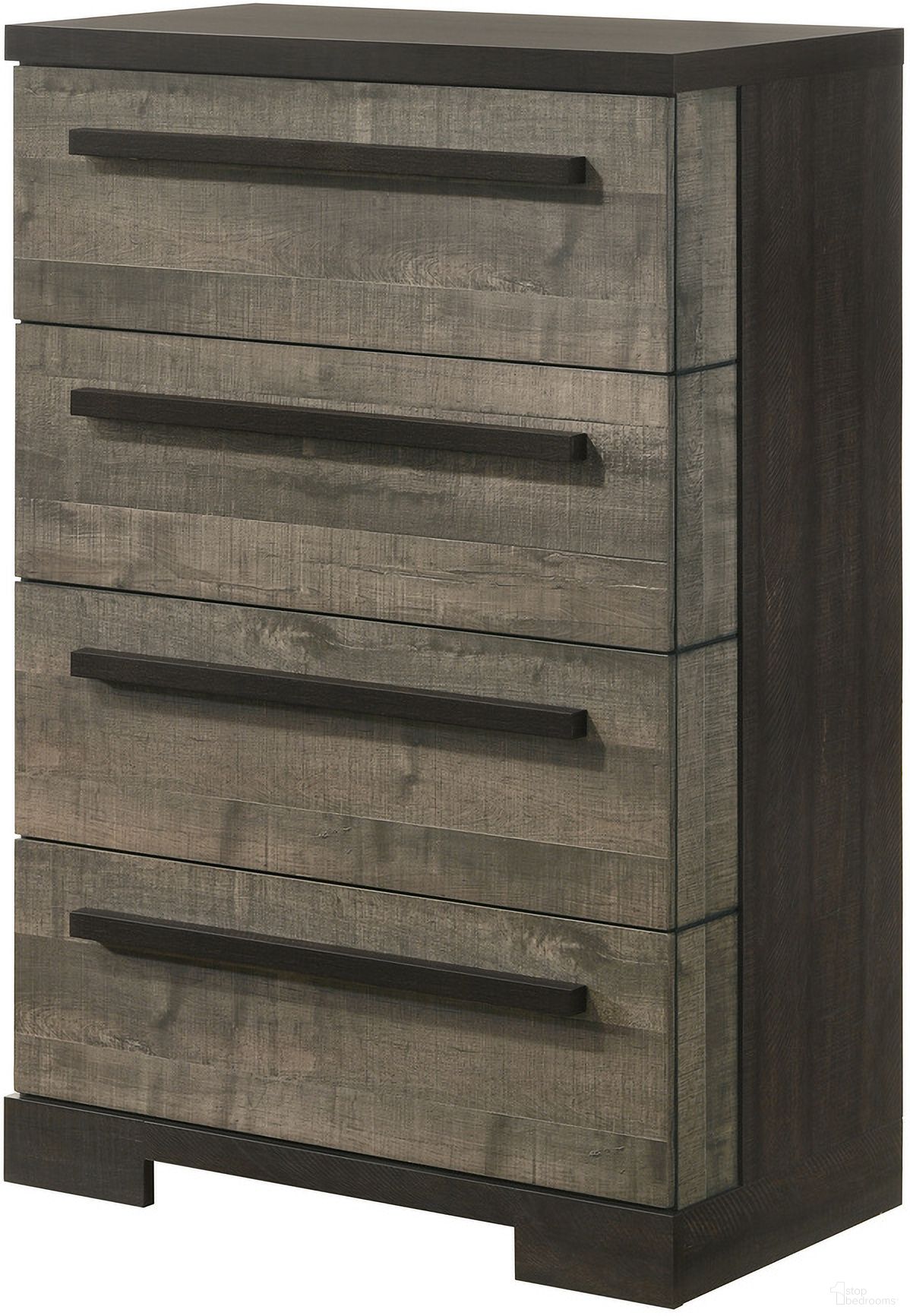 The appearance of Remington Chest In Gray and Ebony designed by Crown Mark in the modern / contemporary interior design. This gray and ebony piece of furniture was selected by 1StopBedrooms from Remington Collection to add a touch of cosiness and style into your home. Sku: B8160-4. Material: MDF.