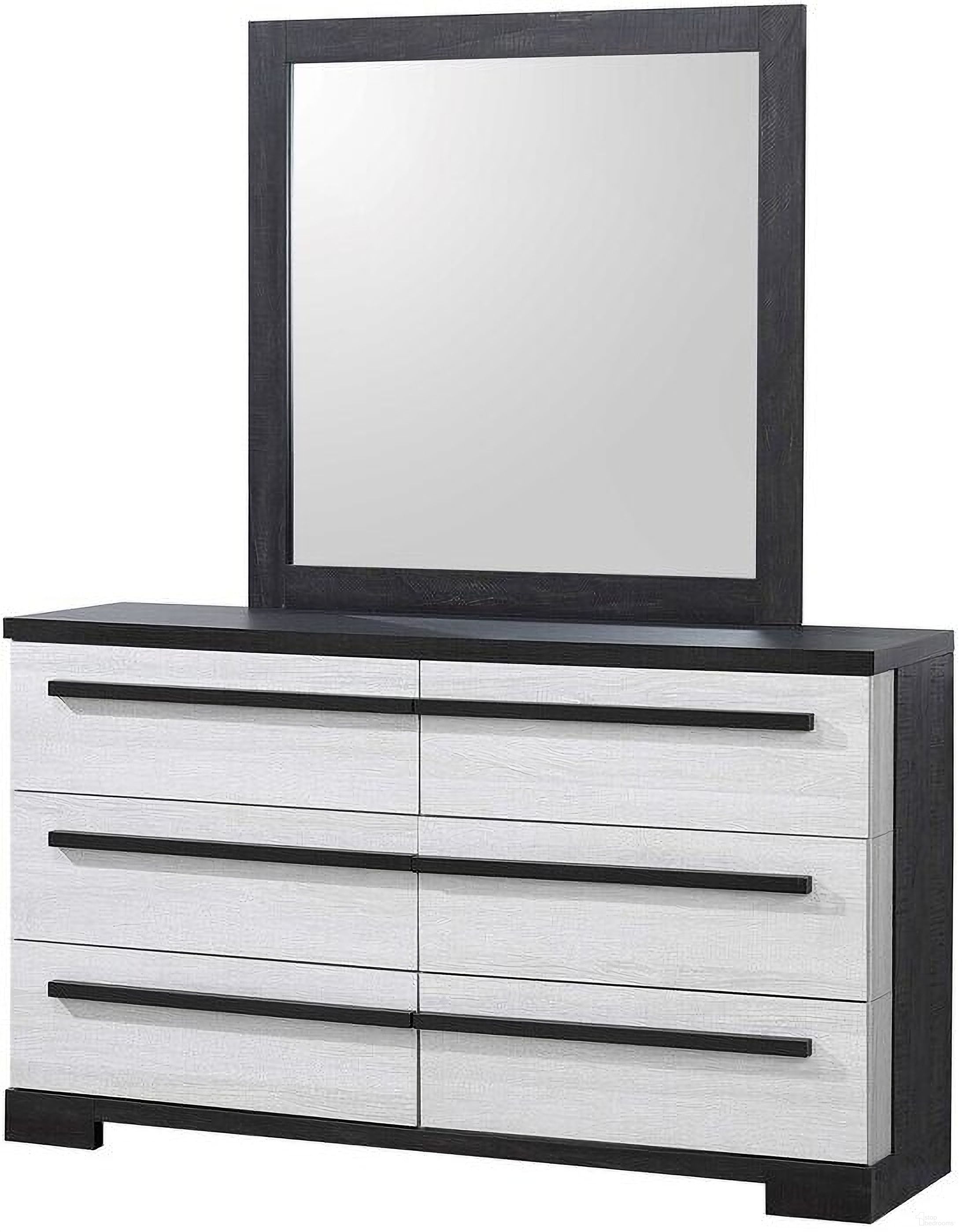 The appearance of Remington Dresser Mirror In Chalk and Ebony designed by Crown Mark in the modern / contemporary interior design. This chalk and ebony piece of furniture was selected by 1StopBedrooms from Remington Collection to add a touch of cosiness and style into your home. Sku: B8162-11. Material: MDF.