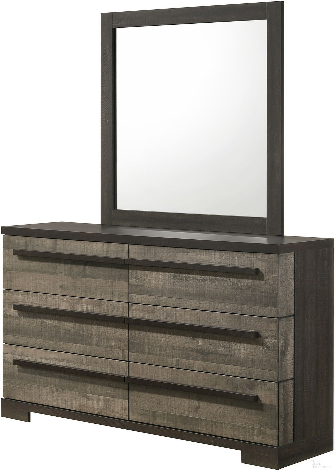 The appearance of Remington Dresser Mirror In Gray and Ebony designed by Crown Mark in the modern / contemporary interior design. This gray and ebony piece of furniture was selected by 1StopBedrooms from Remington Collection to add a touch of cosiness and style into your home. Sku: B8160-11. Material: MDF.