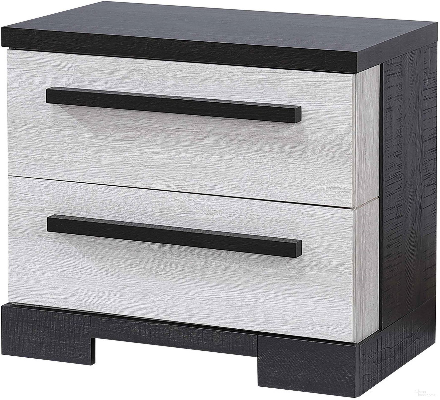 The appearance of Remington Night Stand In Chalk and Ebony designed by Crown Mark in the modern / contemporary interior design. This chalk and ebony piece of furniture was selected by 1StopBedrooms from Remington Collection to add a touch of cosiness and style into your home. Sku: B8162-2. Material: MDF.