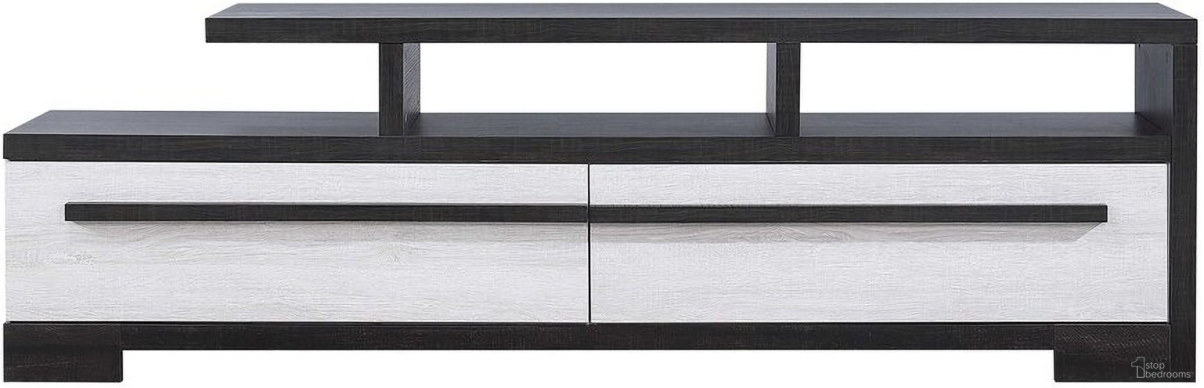 The appearance of Remington TV Stand In Chalk and Ebony designed by Crown Mark in the modern / contemporary interior design. This chalk and ebony piece of furniture was selected by 1StopBedrooms from Remington Collection to add a touch of cosiness and style into your home. Sku: B8162-9. Material: MDF.
