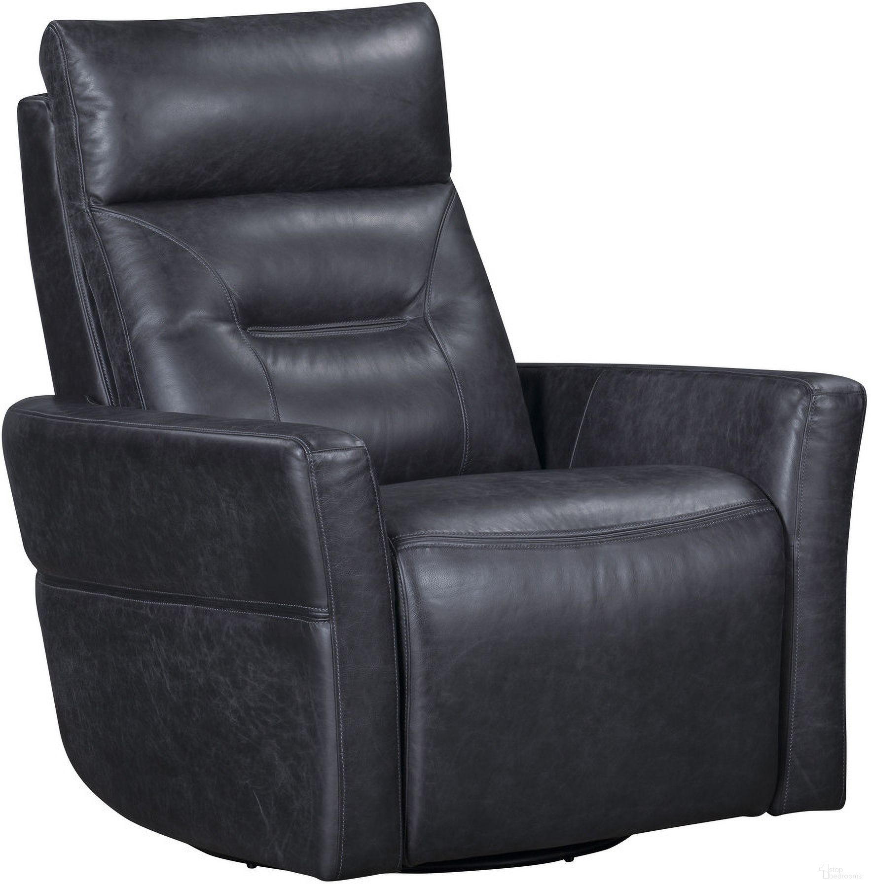 The appearance of Remmington Power Swivel Glider Recliner with Power Headrest In Vintage Slate designed by Parker House in the traditional interior design. This vintage slate piece of furniture was selected by 1StopBedrooms from Remmington Collection to add a touch of cosiness and style into your home. Sku: MRMG#812GSPH-VGSL. Material: Top Grain Leather.