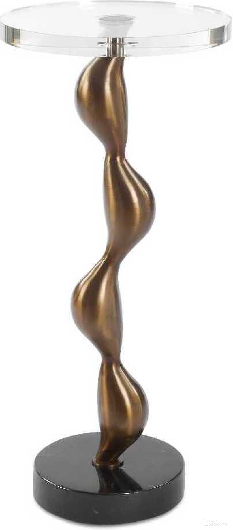 The appearance of Remolino Bronze Drink Table In Bronze designed by Uttermost in the modern / contemporary interior design. This bronze piece of furniture  was selected by 1StopBedrooms from Remolino Collection to add a touch of cosiness and style into your home. Sku: 50163. Material: Crystal.