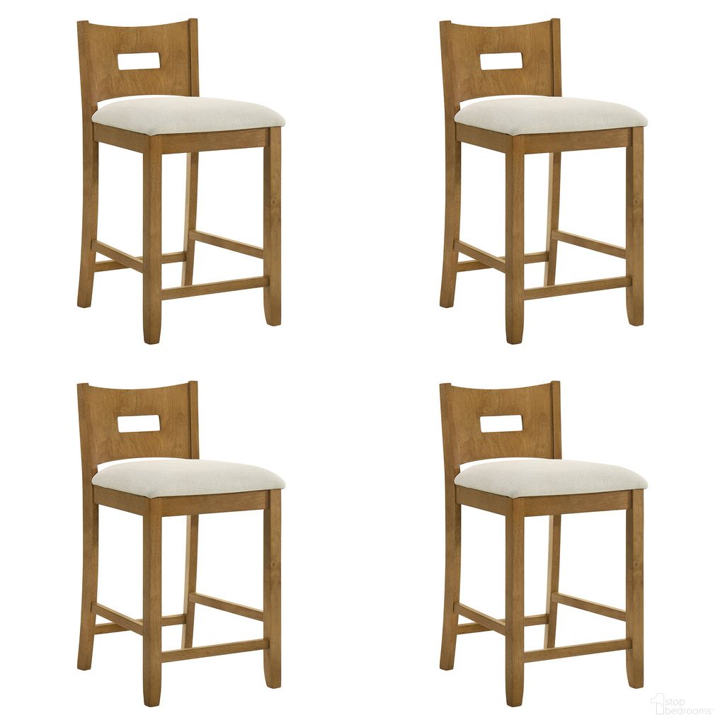 The appearance of Ren 26 Inch Counter Height Barstool Set of 4 In Ivory and Amber Glow designed by Armen Living in the country / farmhouse interior design. This ivory/amber glow piece of furniture  was selected by 1StopBedrooms from Ren Collection to add a touch of cosiness and style into your home. Sku: LCREBAAGDU26;LCREBAAGDU26;LCREBAAGDU26;LCREBAAGDU26. Material: Polyester.