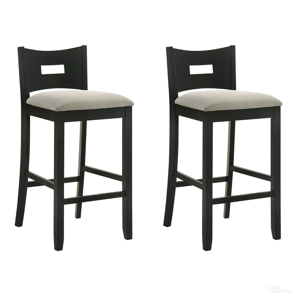 Ren 30 Inch Bar Height Barstool Set of 2 In Fog and Matte Black