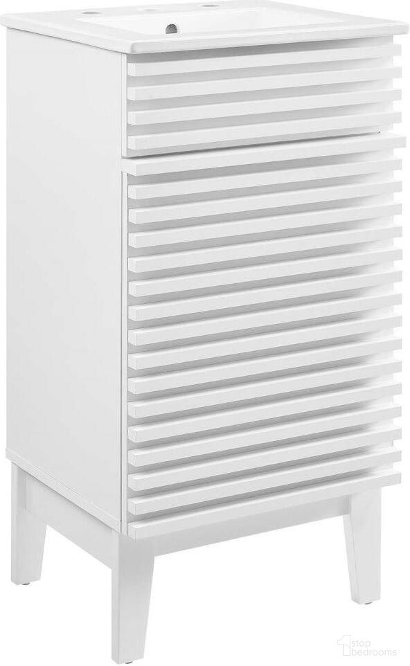 Render 18 Inch Bathroom Vanity Cabinet In White