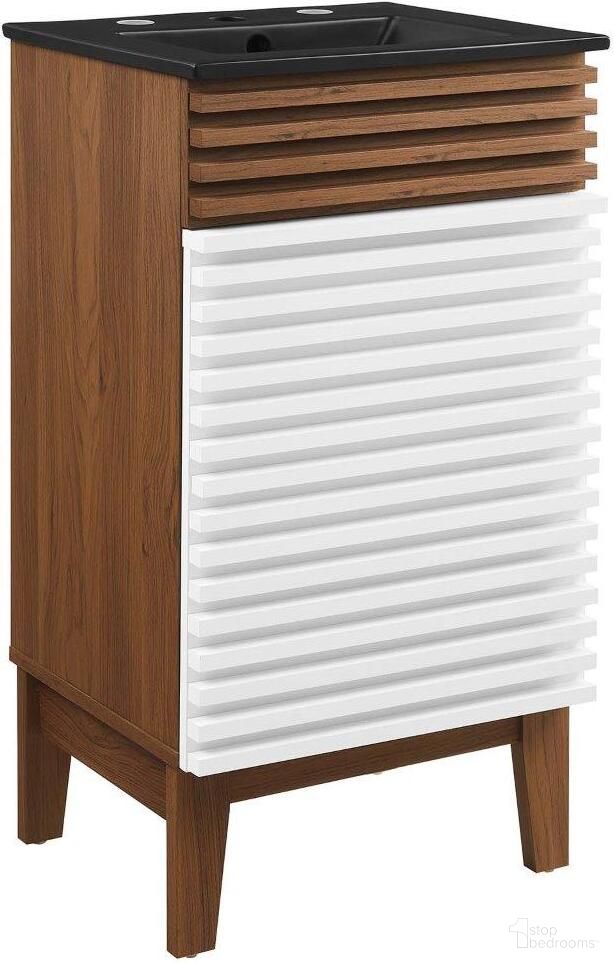 Render 18 Inch Bathroom Vanity In White Walnut Black