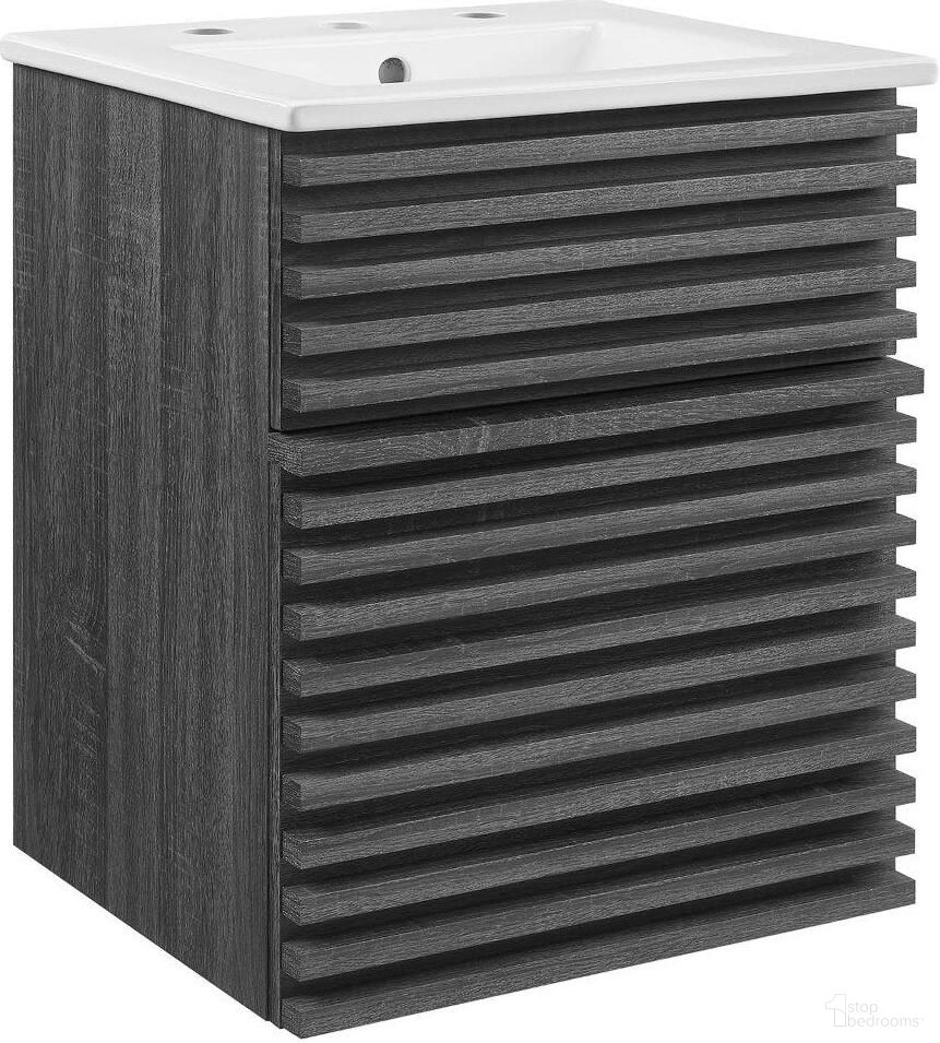 Render 18 Inch Wall Mount Bathroom Vanity In Charcoal White