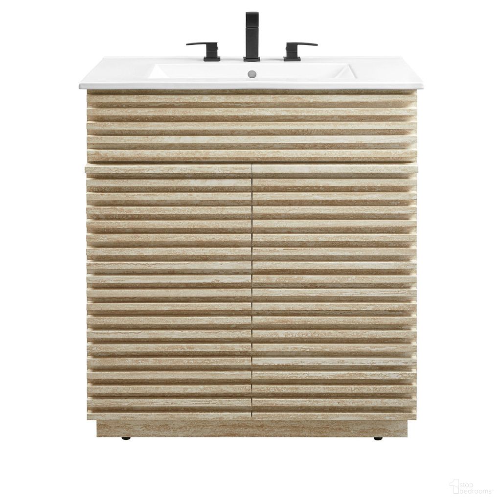 The appearance of Render 30 Inch Bathroom Vanity With Sink In White designed by Modway in the modern / contemporary interior design. This white piece of furniture  was selected by 1StopBedrooms from Render Collection to add a touch of cosiness and style into your home. Sku: EEI-4837-WHI;EEI-6968-TRA. Material: MDF.