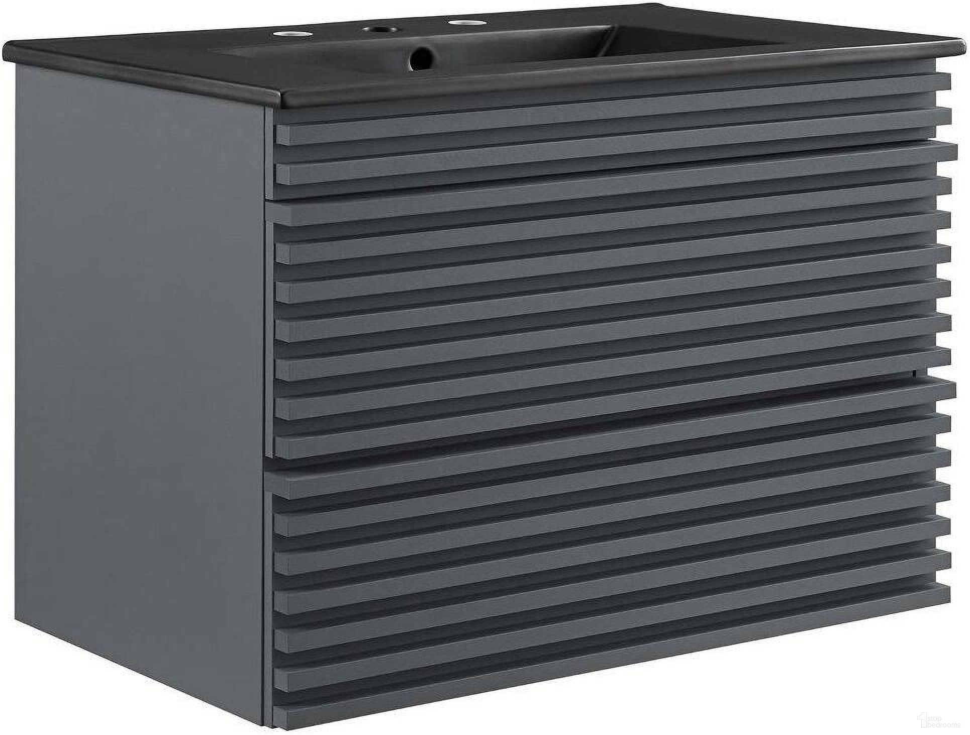 Render 30 Inch Wall Mount Bathroom Vanity In Gray Black