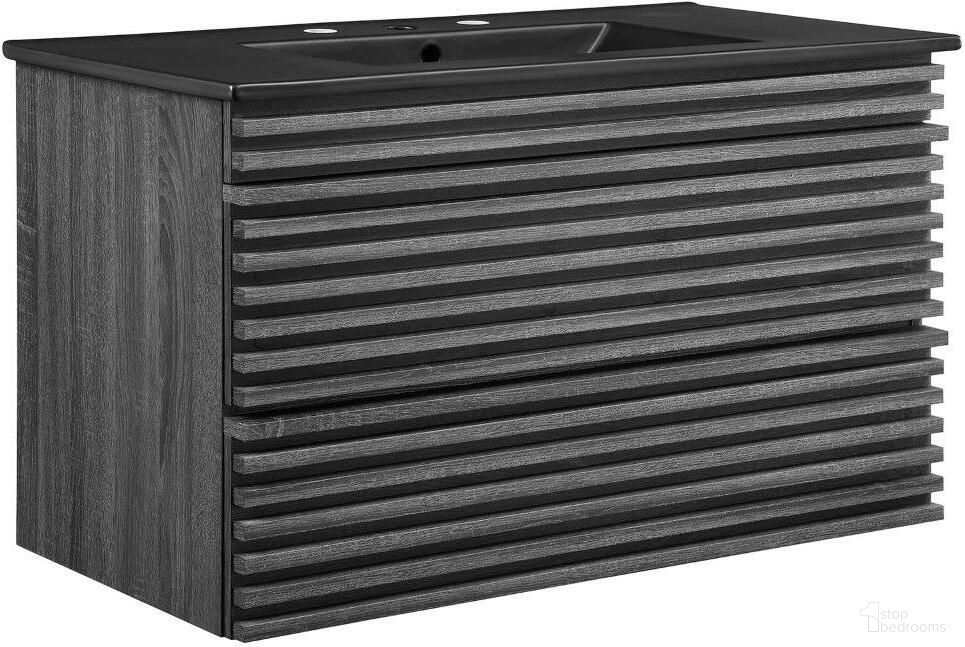 Render 36 Inch Wall Mount Bathroom Vanity In Charcoal Black
