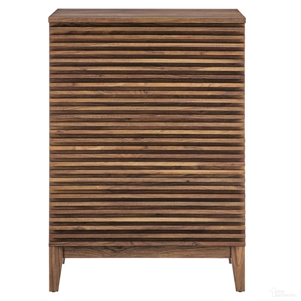 The appearance of Render 4-Drawer Chest In Walnut designed by Modway in the modern / contemporary interior design. This walnut piece of furniture was selected by 1StopBedrooms from Render Collection to add a touch of cosiness and style into your home. Sku: MOD-7202-WAL-1;MOD-7202-WAL-2. Material: Laminate.