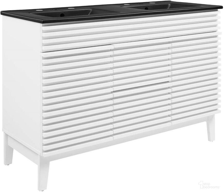 Render 48 Inch Double Sink Bathroom Vanity In White Black by Modway ...