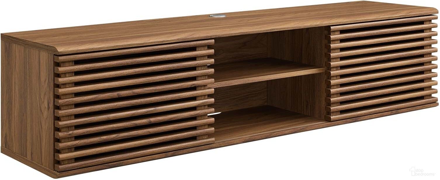 The appearance of Render 60 Inch Wall-Mount Media Console TV Stand EEI-4267-WAL designed by Modway in the modern / contemporary interior design. This brown piece of furniture  was selected by 1StopBedrooms from Render Collection to add a touch of cosiness and style into your home. Sku: EEI-4267-WAL. Material: MDF.