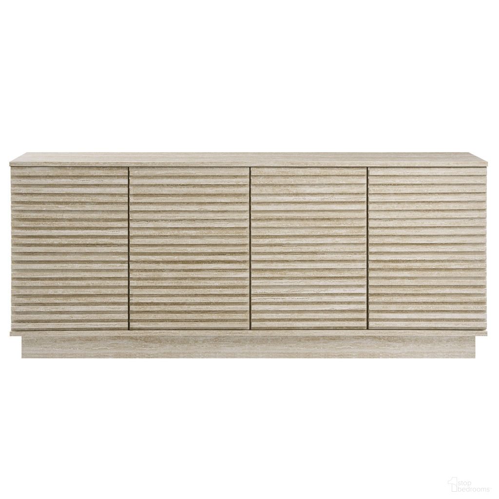 Render 70 Inch Faux Travertine Sideboard Cabinet TV Stand In Travertine
