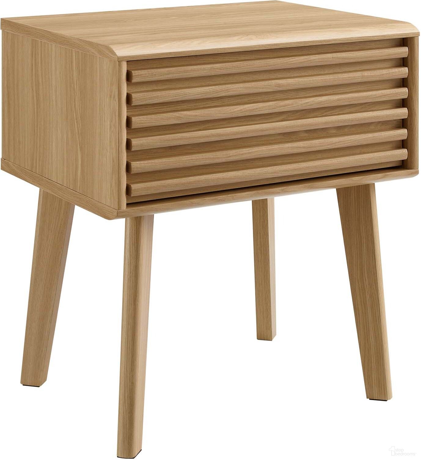 The appearance of Render End Table In Oak designed by Modway in the modern / contemporary interior design. This oak piece of furniture  was selected by 1StopBedrooms from Render Collection to add a touch of cosiness and style into your home. Sku: EEI-3345-OAK. Material: Wood.