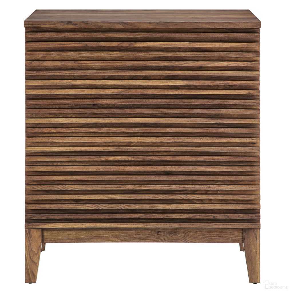 The appearance of Render Large 3-Drawer Nightstand In Walnut designed by Modway in the modern / contemporary interior design. This walnut piece of furniture was selected by 1StopBedrooms from Render Collection to add a touch of cosiness and style into your home. Sku: MOD-7201-WAL-1;MOD-7201-WAL-2. Material: Laminate.