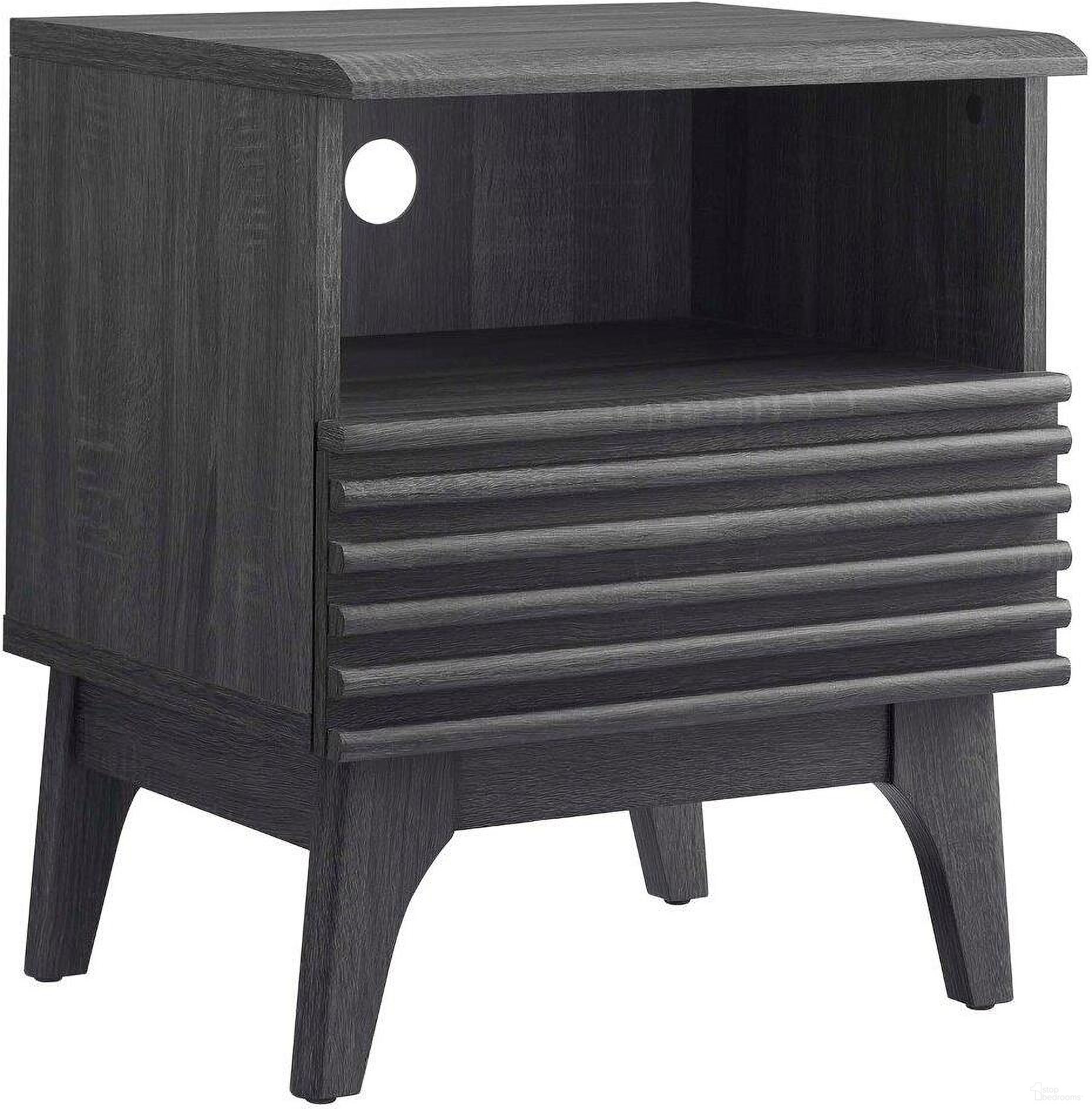 The appearance of Render Nightstand In Charcoal MOD-7070-CHA designed by Modway in the transitional interior design. This charcoal piece of furniture was selected by 1StopBedrooms from Render Collection to add a touch of cosiness and style into your home. Sku: MOD-7070-CHA. Material: MDF.