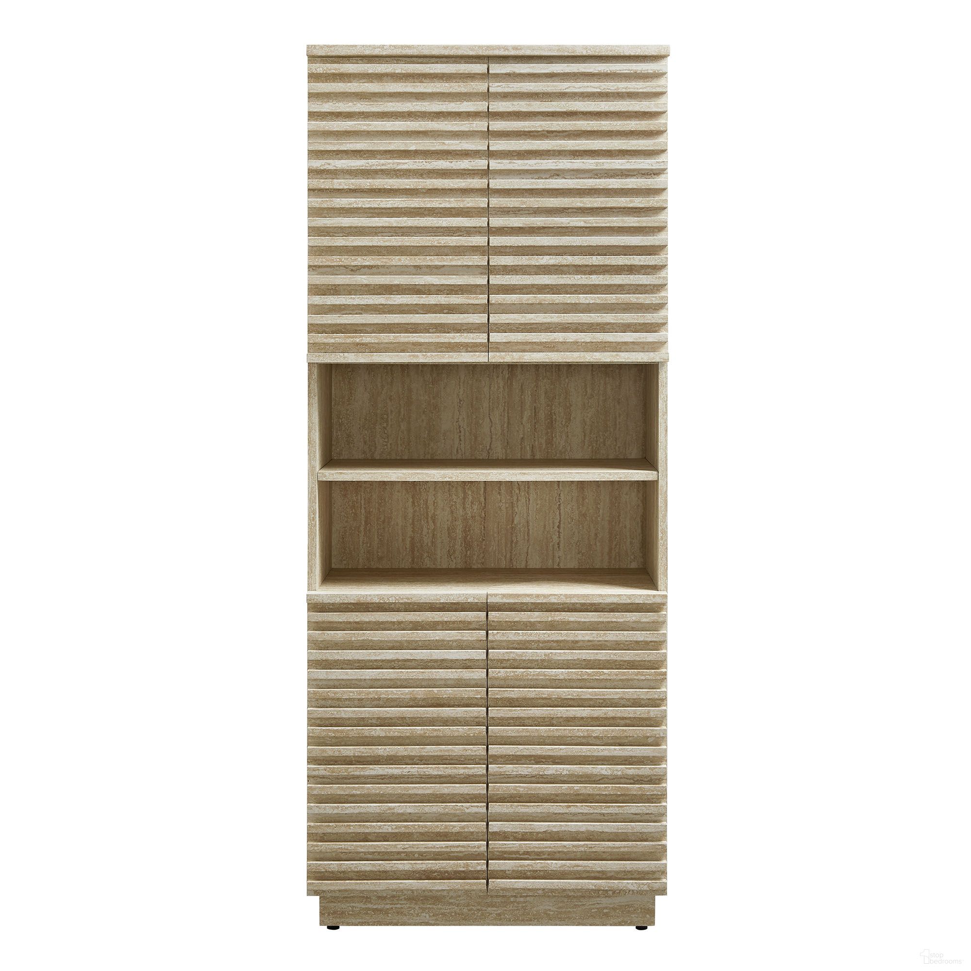 The appearance of Render Tall Faux Travertine Linen Storage Cabinet In Travertine designed by Modway in the modern / contemporary interior design. This travertine piece of furniture  was selected by 1StopBedrooms from Render Collection to add a touch of cosiness and style into your home. Sku: EEI-7179-TRA. Material: Travertine.