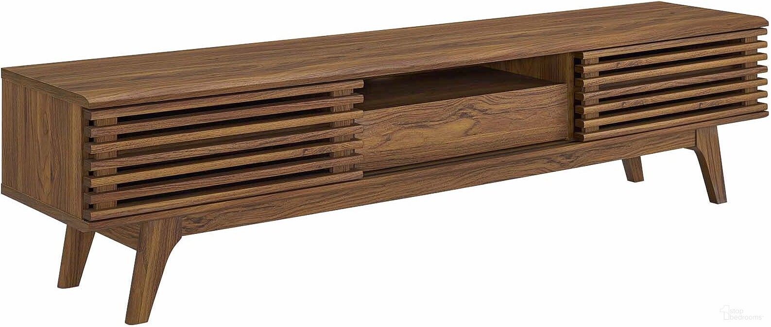 The appearance of Render Walnut 70 Inch TV Stand designed by Modway in the modern / contemporary interior design. This walnut piece of furniture was selected by 1StopBedrooms from Render Collection to add a touch of cosiness and style into your home. Sku: EEI-3305-WAL-WAL. Material: MDF.