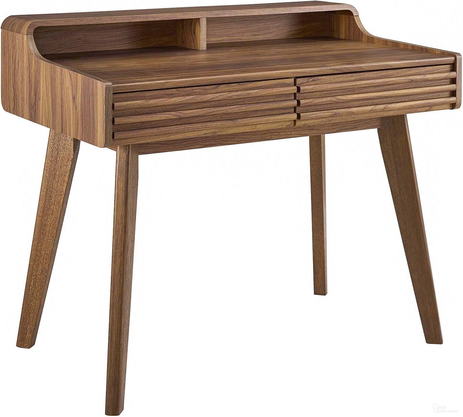 The appearance of Render Walnut Writing Desk designed by Modway in the modern / contemporary interior design. This walnut piece of furniture was selected by 1StopBedrooms from Render Collection to add a touch of cosiness and style into your home. Sku: EEI-3342-WAL. Material: MDF.