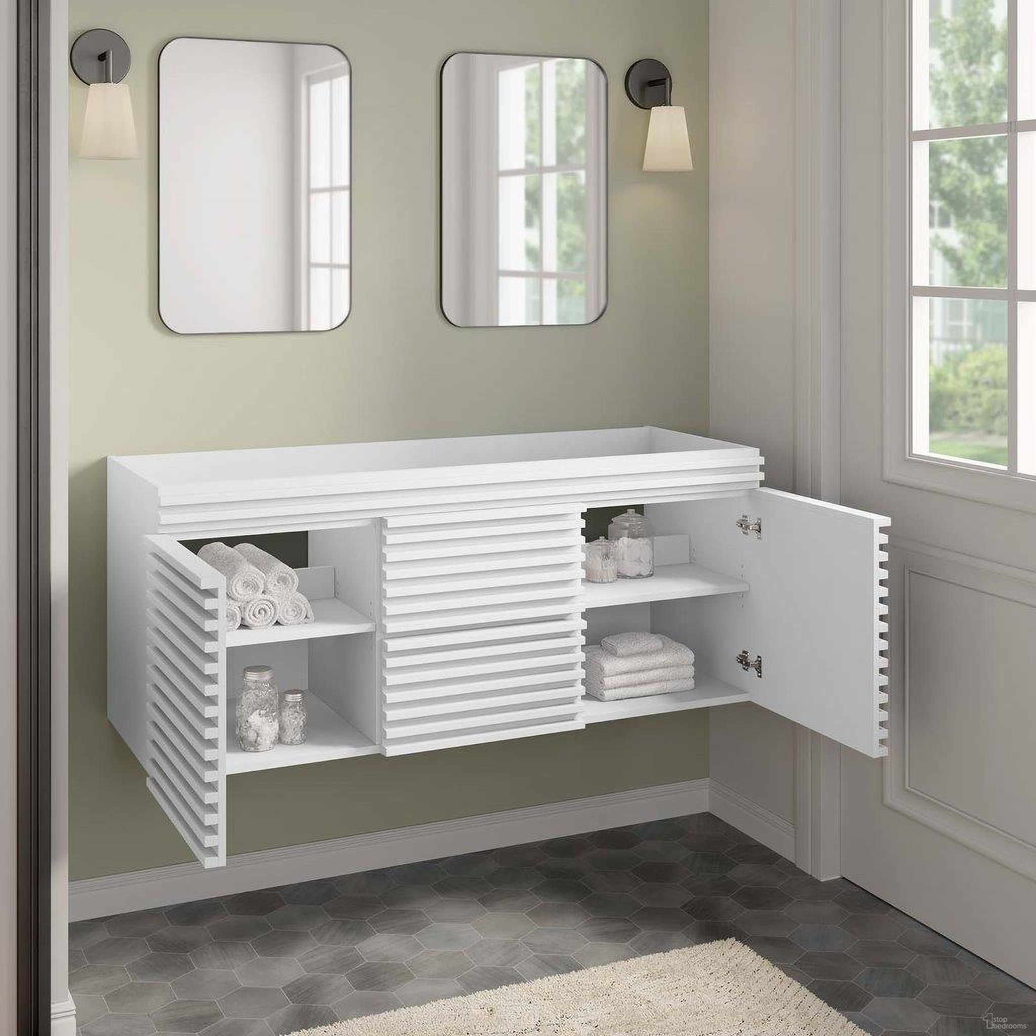 Render White 48 Inch Wall-Mount Bathroom Vanity Cabinet by Modway ...