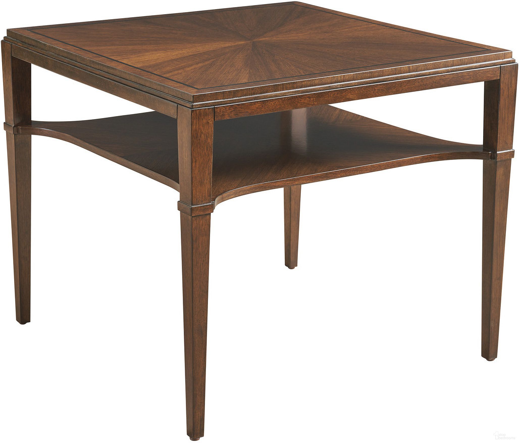 The appearance of Rendezvous Andora Square Lamp Table In Brown designed by Lexington in the transitional interior design. This brown piece of furniture  was selected by 1StopBedrooms from Rendezvous Collection to add a touch of cosiness and style into your home. Sku: 743-957. Material: Wood.