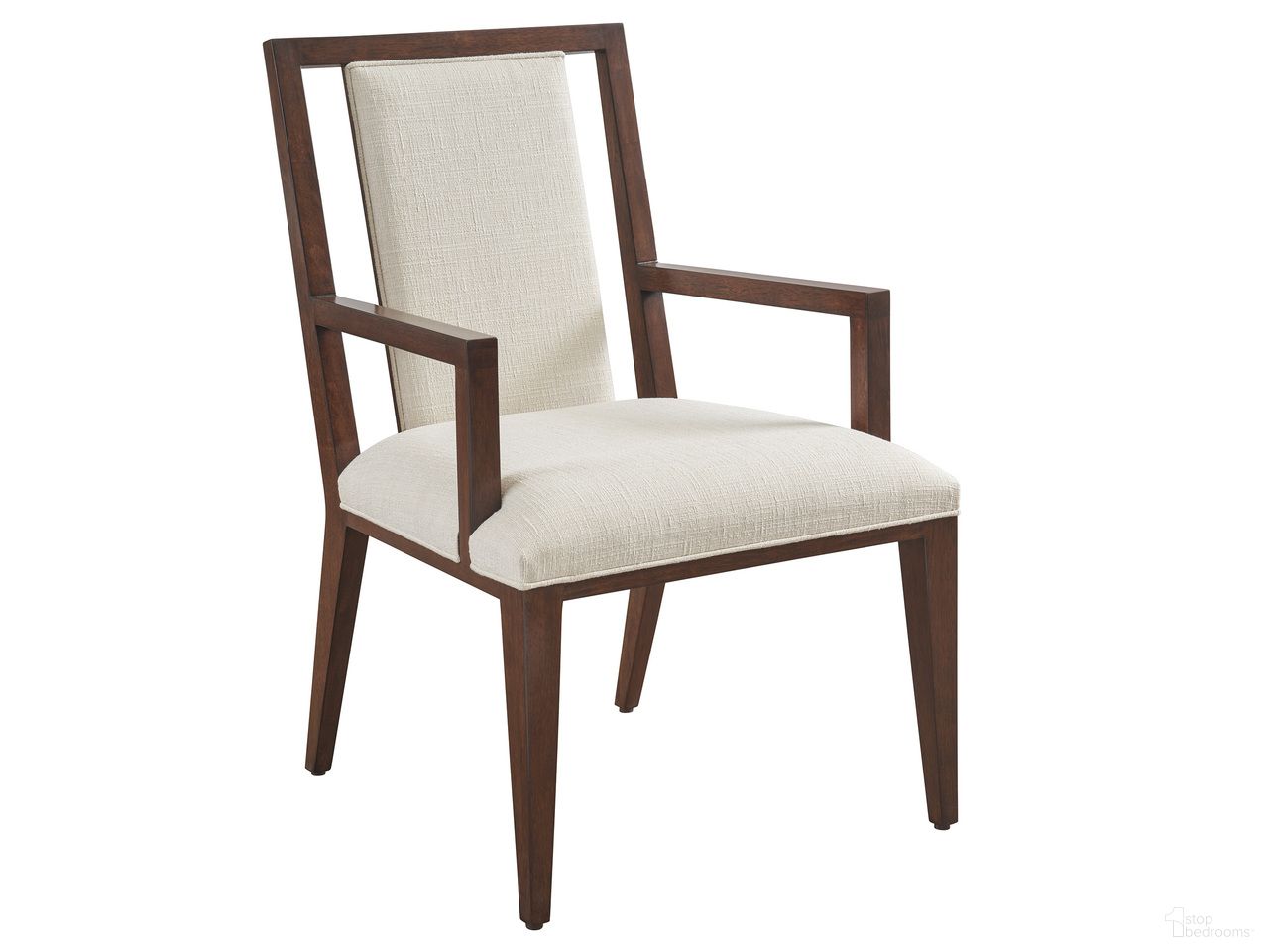 The appearance of Rendezvous Boswell Splat Back Arm Chair In Brown designed by Lexington in the transitional interior design. This brown piece of furniture was selected by 1StopBedrooms from Rendezvous Collection to add a touch of cosiness and style into your home. Sku: 743-881-01. Material: Wood. Chair Type: Arm Chair.