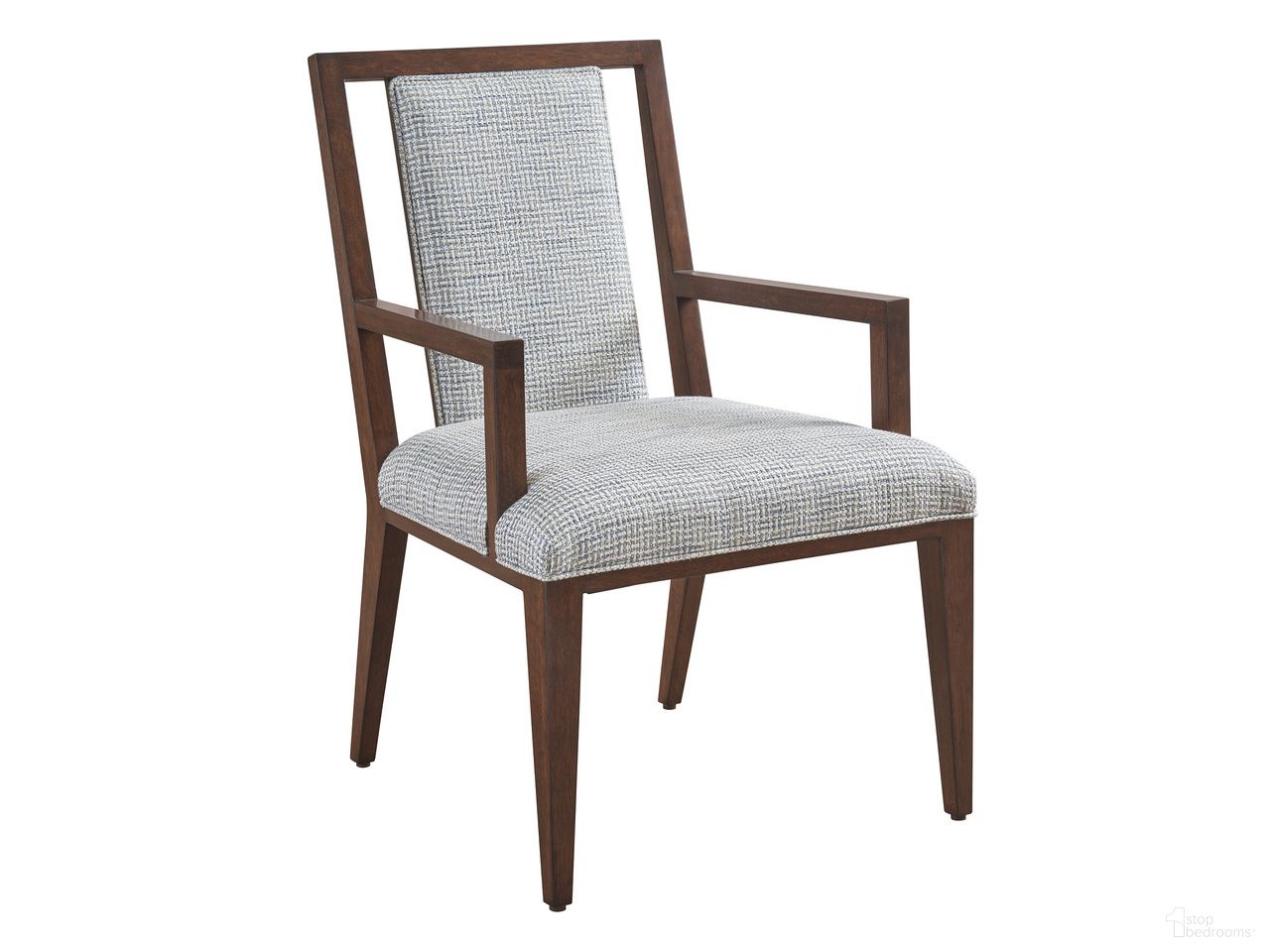 The appearance of Rendezvous Boswell Splat Back Arm Chair designed by Lexington in the traditional interior design. This gray piece of furniture  was selected by 1StopBedrooms from Rendezvous Collection to add a touch of cosiness and style into your home. Sku: 743-881-60. Chair Type: Arm Chair.
