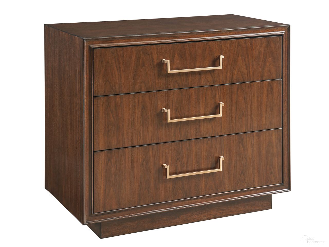 The appearance of Rendezvous Camden Nightstand In Brown designed by Lexington in the transitional interior design. This brown piece of furniture  was selected by 1StopBedrooms from Rendezvous Collection to add a touch of cosiness and style into your home. Sku: 743-621. Material: Wood.