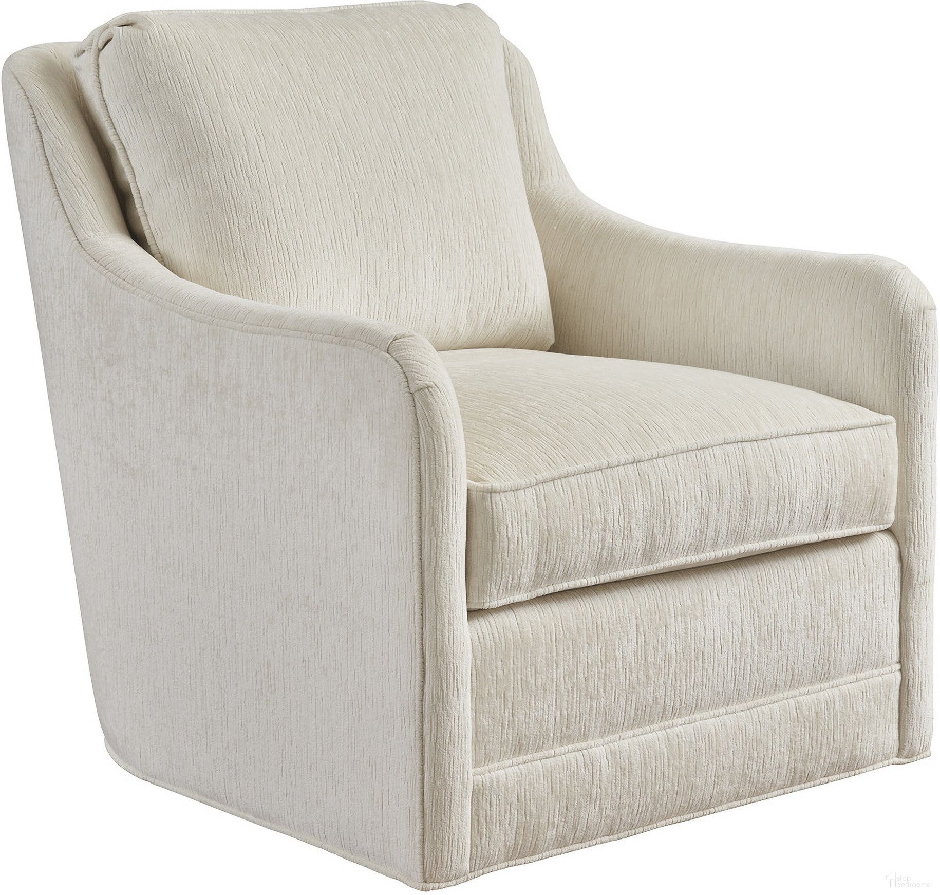 The appearance of Rendezvous Glenhaven Swivel Chair designed by Lexington in the traditional interior design. This ivory and white piece of furniture was selected by 1StopBedrooms from Rendezvous Collection to add a touch of cosiness and style into your home. Sku: 5419-11SW-60.