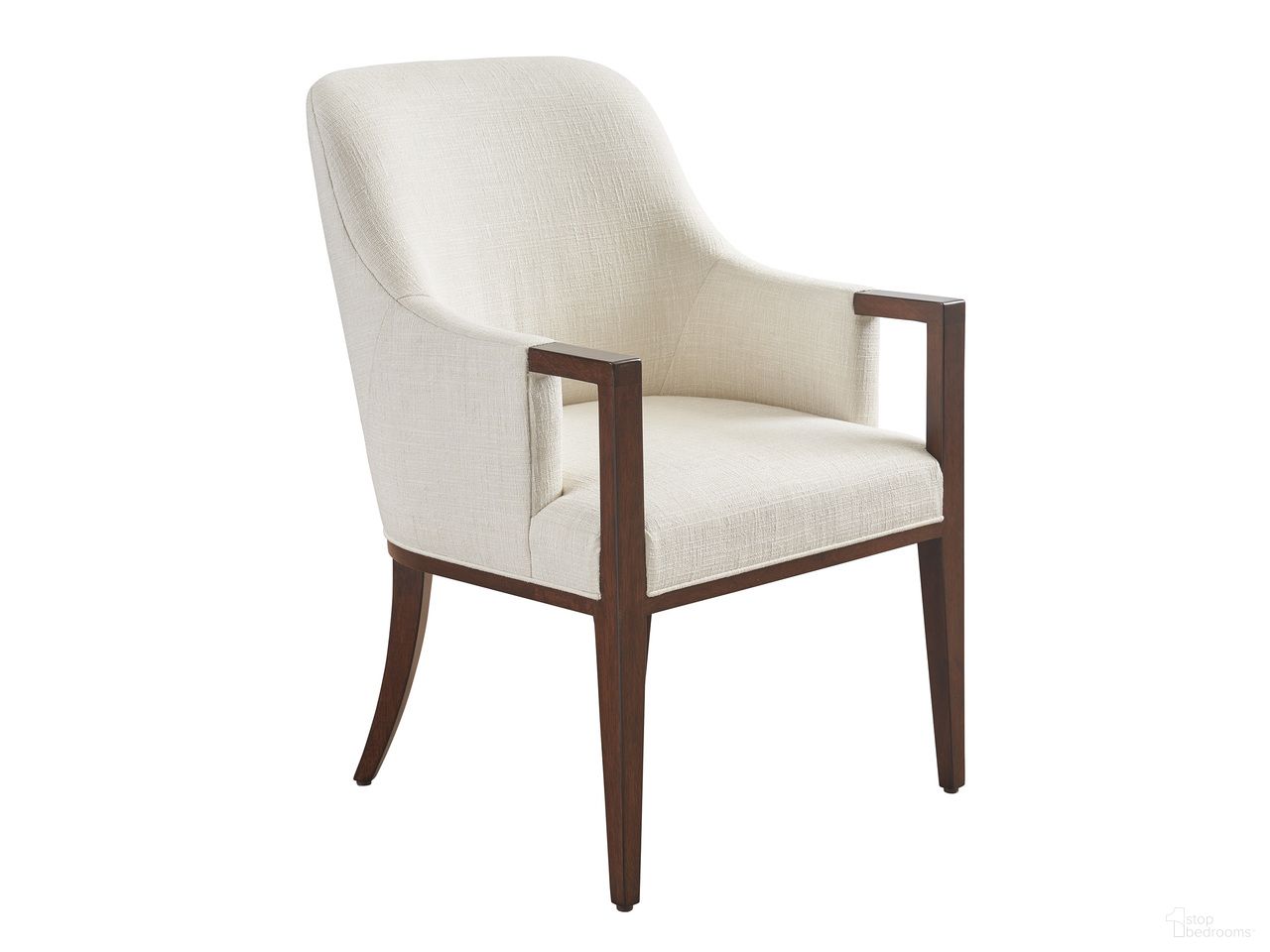 The appearance of Rendezvous Lambeth Upholstered Arm Chair In Cream designed by Lexington in the transitional interior design. This cream piece of furniture was selected by 1StopBedrooms from Rendezvous Collection to add a touch of cosiness and style into your home. Sku: 743-883-01. Material: Fabric. Chair Type: Arm Chair.
