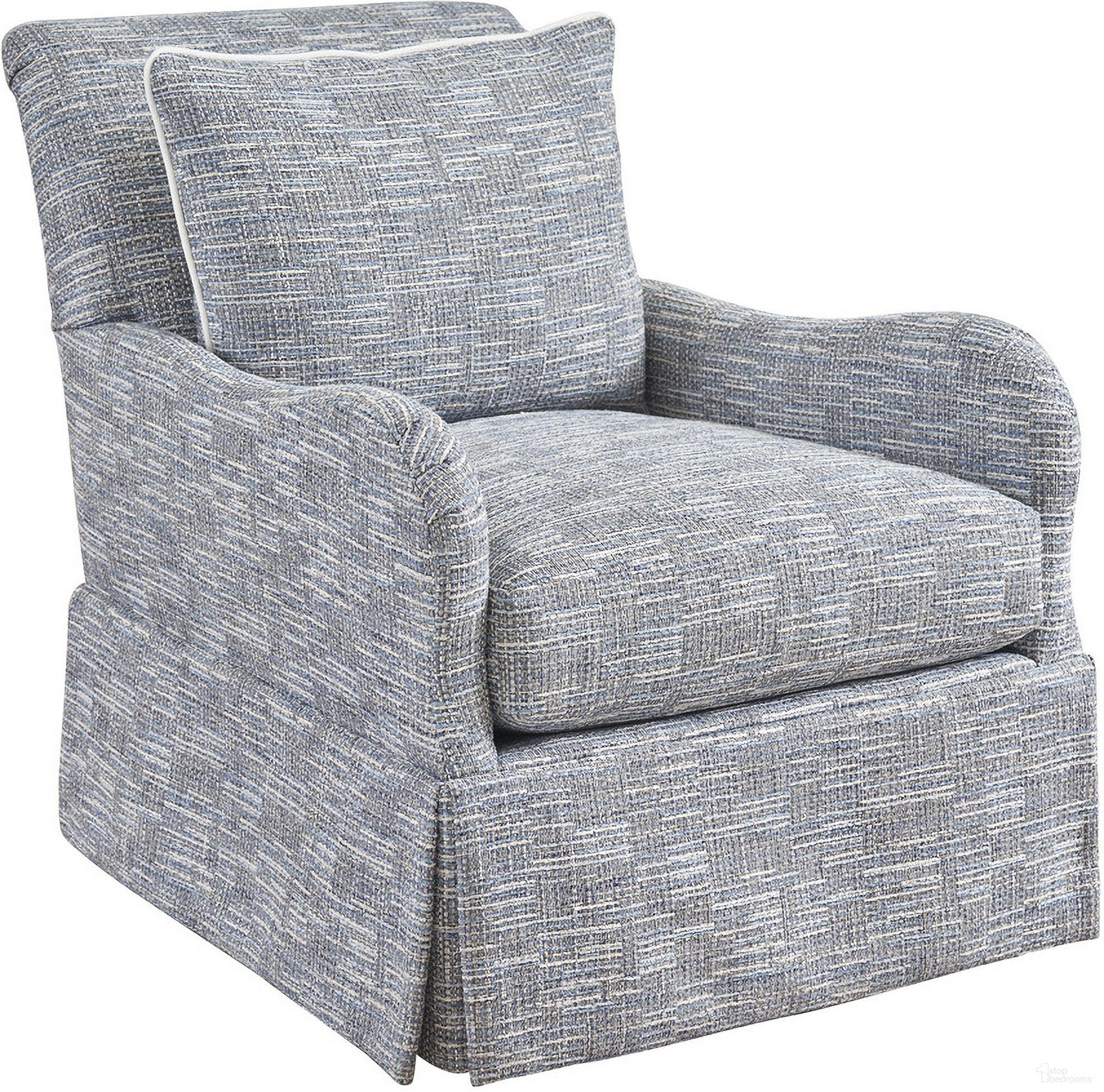 The appearance of Rendezvous Palm Frond Swivel Chair designed by Lexington in the traditional interior design. This blue/aqua piece of furniture  was selected by 1StopBedrooms from Rendezvous Collection to add a touch of cosiness and style into your home. Sku: 7763-11SW-60.