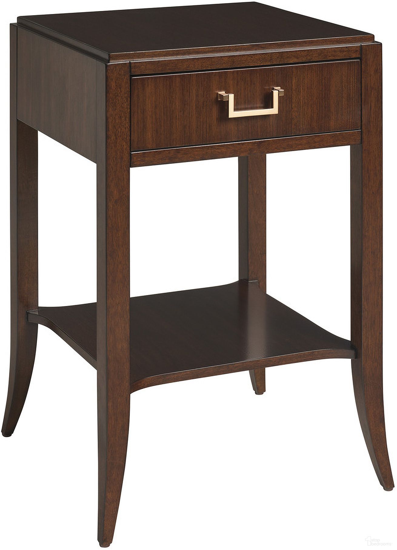 The appearance of Rendezvous Vera Night Table In Brown designed by Lexington in the transitional interior design. This brown piece of furniture was selected by 1StopBedrooms from Rendezvous Collection to add a touch of cosiness and style into your home. Sku: 743-622. Material: Wood.