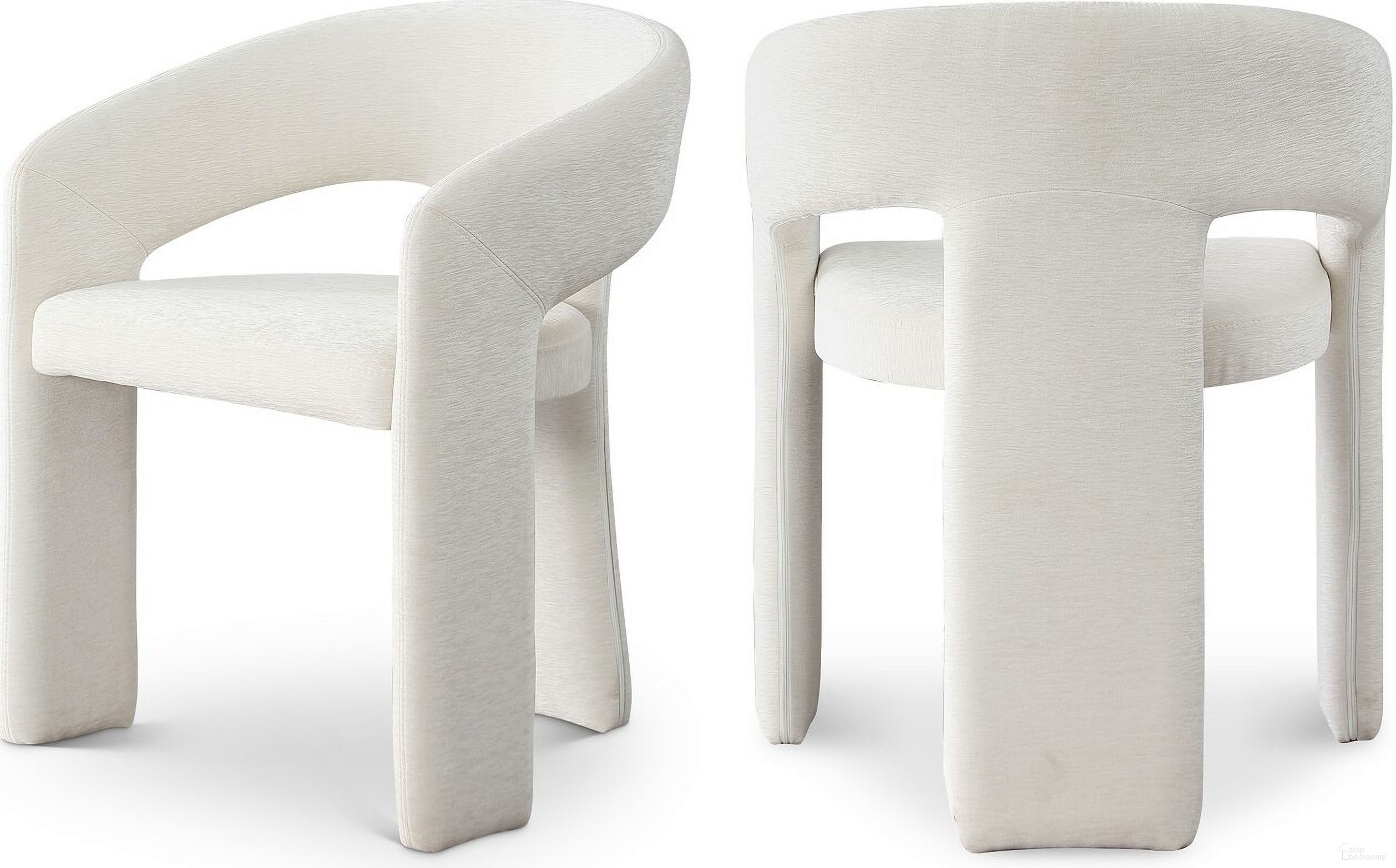 The appearance of Rendition Fabric Upholstered Dining Chair Set of 2 In Cream designed by Meridian in the modern / contemporary interior design. This cream piece of furniture  was selected by 1StopBedrooms from Rendition Collection to add a touch of cosiness and style into your home. Sku: 911Cream-C. Material: Polyester. Chair Type: Arm Chair.